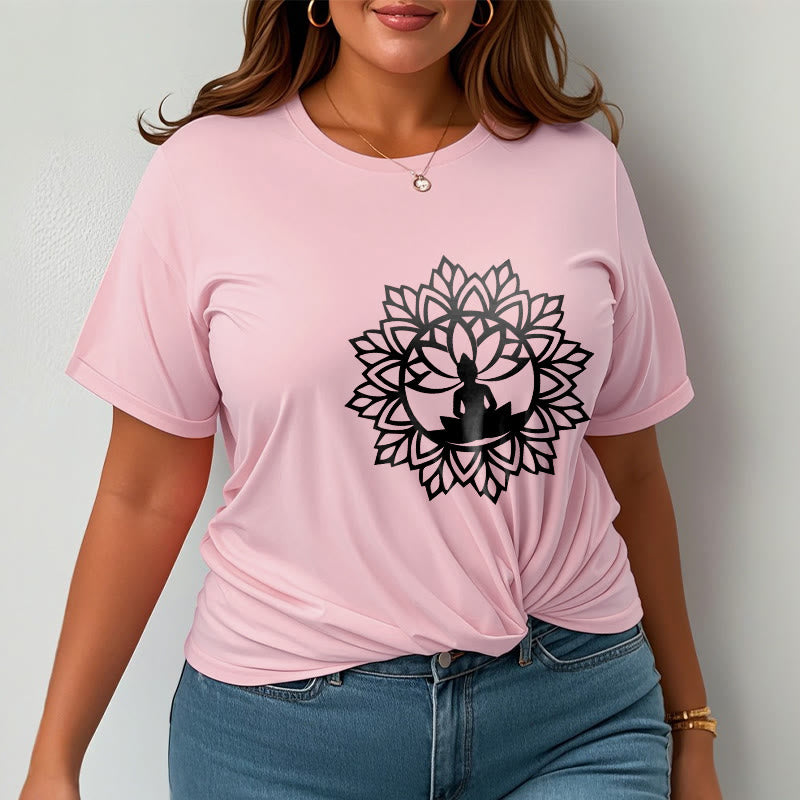 Buddha Stones Casual Mandala Seated Buddha Pattern Tee T-Shirt - image 15