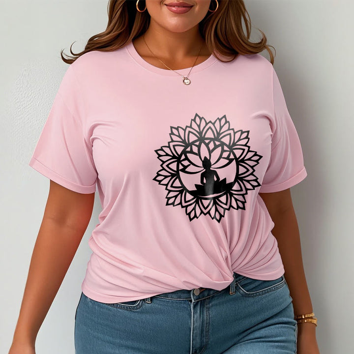 Buddha Stones Casual Mandala Seated Buddha Pattern Tee T-Shirt - image 15