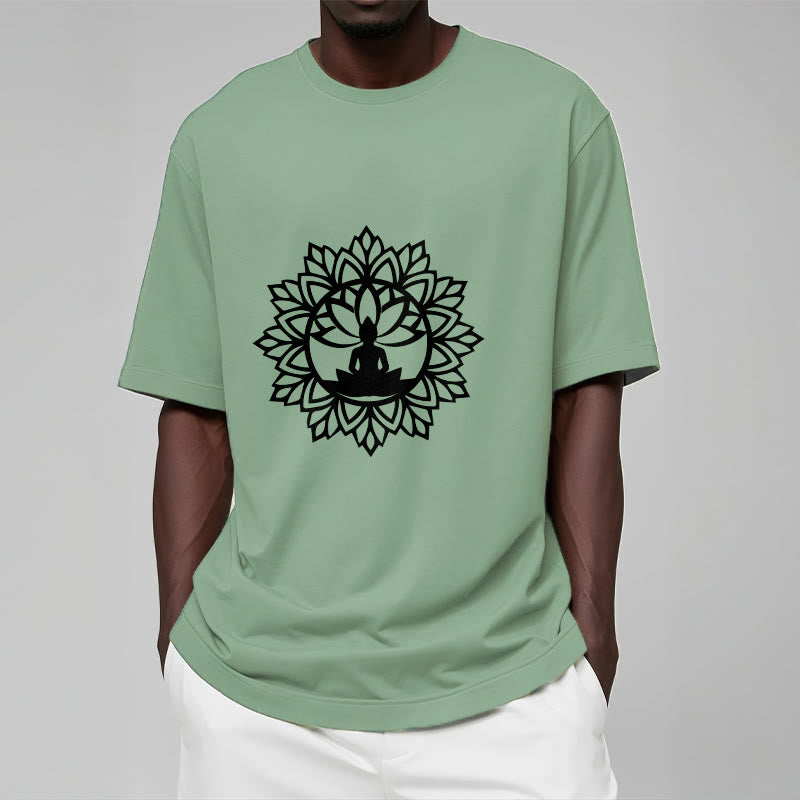 Buddha Stones Casual Mandala Seated Buddha Pattern Tee T-Shirt - image 1