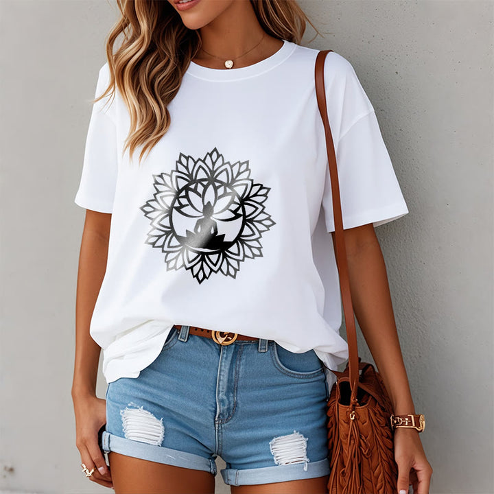 Buddha Stones Casual Mandala Seated Buddha Pattern Tee T-Shirt - image 9