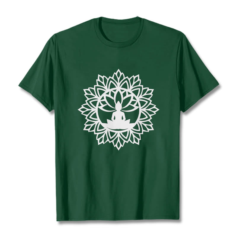 Buddha Stones Casual Mandala Seated Buddha Pattern Tee T-Shirt - ForestGreen - 2XL - image 12