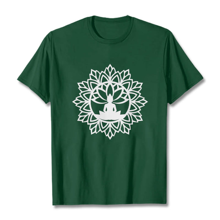 Buddha Stones Casual Mandala Seated Buddha Pattern Tee T-Shirt - ForestGreen - 2XL - image 12