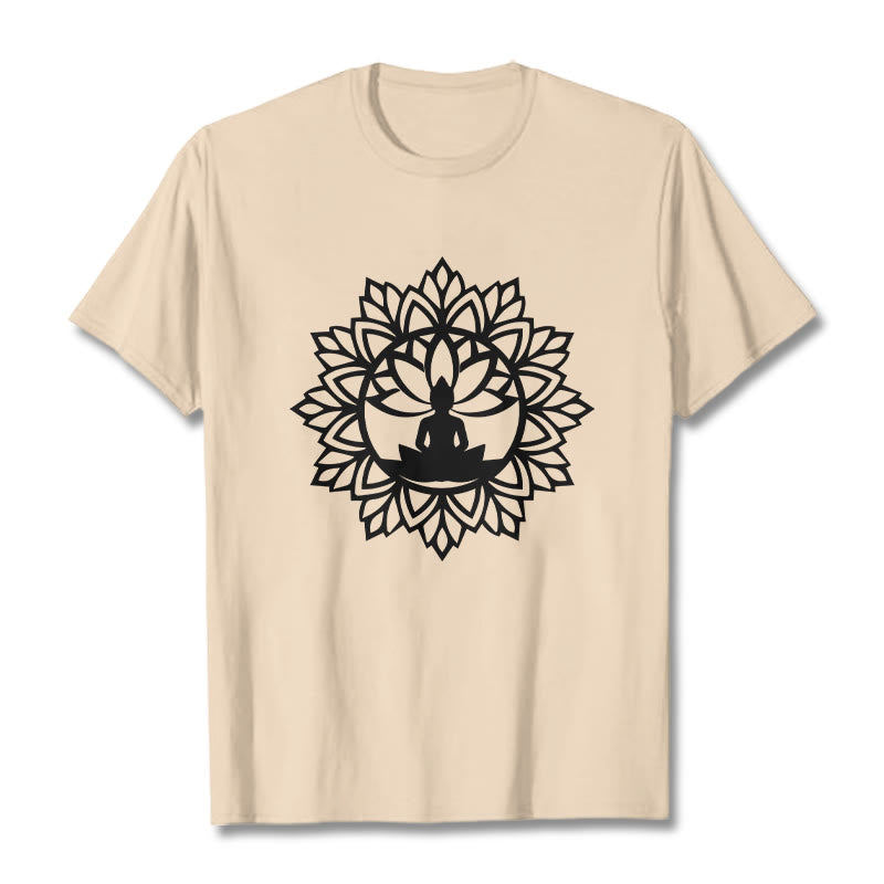 Buddha Stones Casual Mandala Seated Buddha Pattern Tee T-Shirt - Bisque - 2XL - image 10