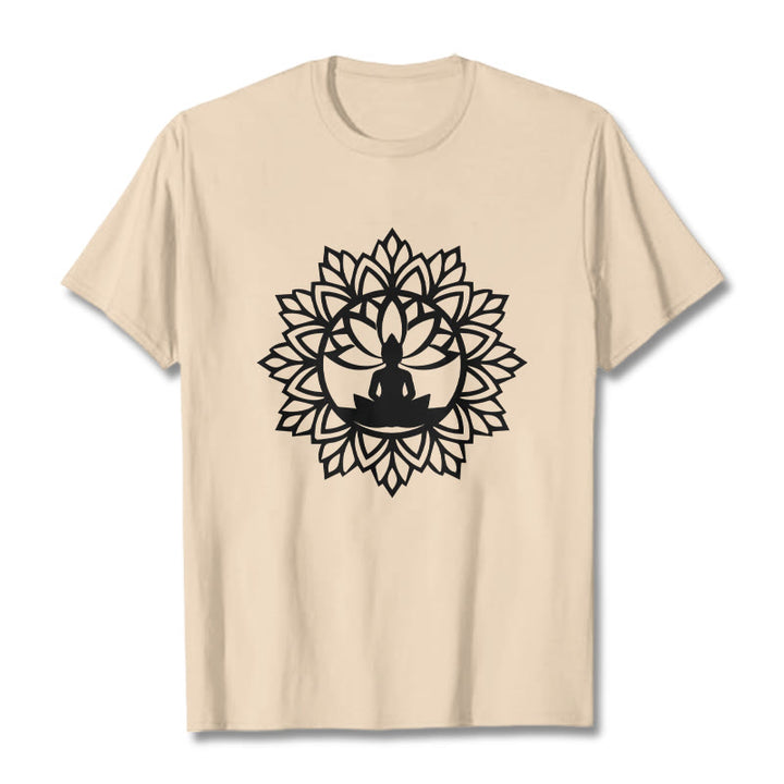 Buddha Stones Casual Mandala Seated Buddha Pattern Tee T-Shirt - Bisque - 2XL - image 10