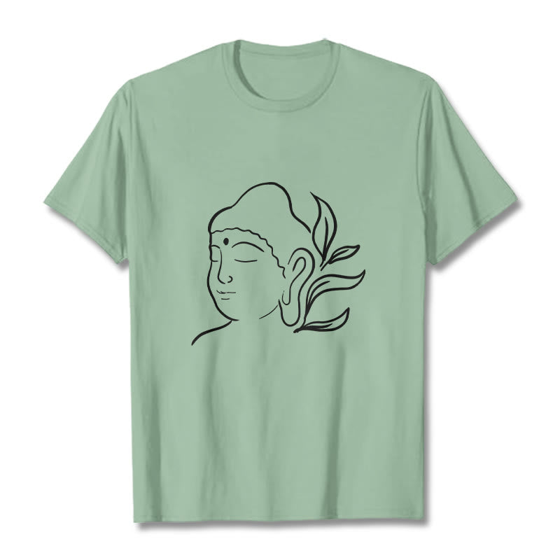 Buddha Stones Casual Buddha Face Pattern Tee T-shirt - PaleGreen - 2XL - image 14