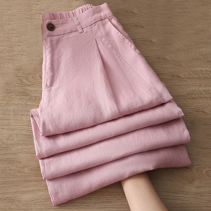 Buddha Stones Casual Retro Plain Women's Cotton Wide Leg Pants With Pockets Zipper - LightPink - US8-10,UK/AU12-14,EU40-42 (2XL) - image 24