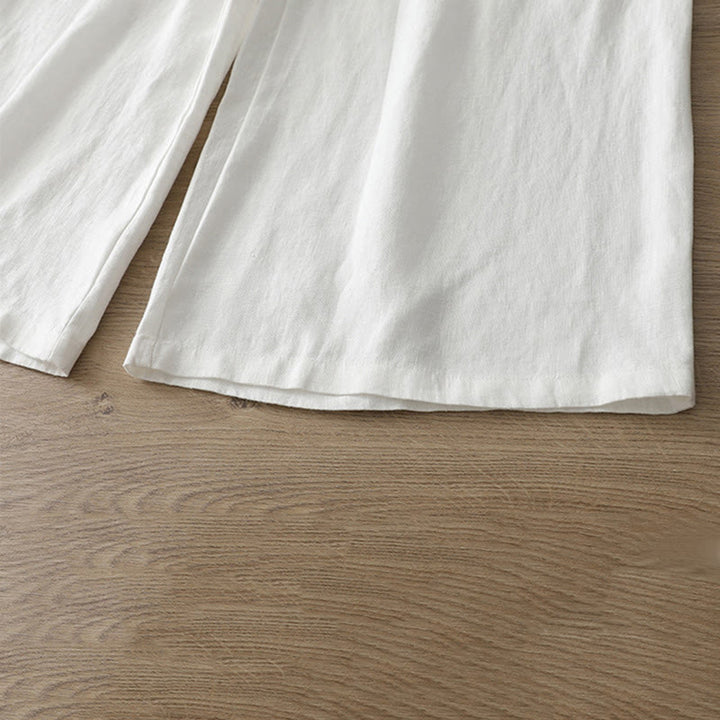 Buddha Stones Casual Retro Plain Women's Cotton Wide Leg Pants With Pockets Zipper - image 14