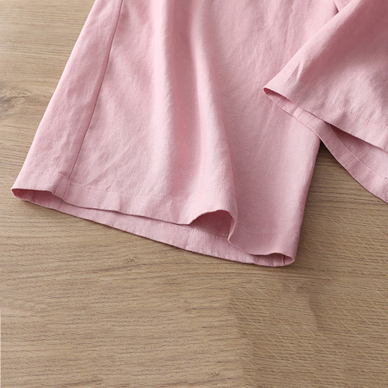 Buddha Stones Casual Retro Plain Women's Cotton Wide Leg Pants With Pockets Zipper - image 28