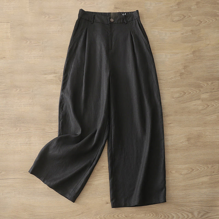 Buddha Stones Casual Retro Plain Women's Cotton Wide Leg Pants With Pockets Zipper - Black - US8-10,UK/AU12-14,EU40-42 (2XL) - image 15