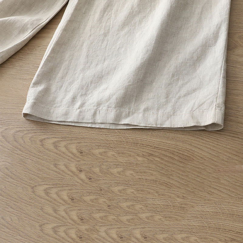 Buddha Stones Casual Retro Plain Women's Cotton Wide Leg Pants With Pockets Zipper - image 3