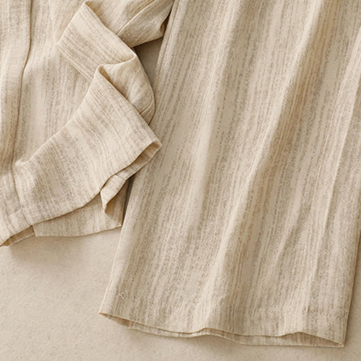 Buddha Stones Casual Summer Lace-Up Texture Design Women's Cotton Wide Leg Pants With Pockets - image 5