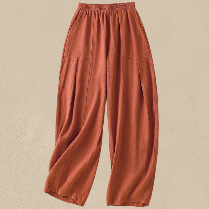 Buddha Stones Plain Simple Design High Waist Women's Cotton Linen Harem Pants With Pockets - Chocolate - US8-10,UK/AU12-14,EU40-42 (2XL) - image 11