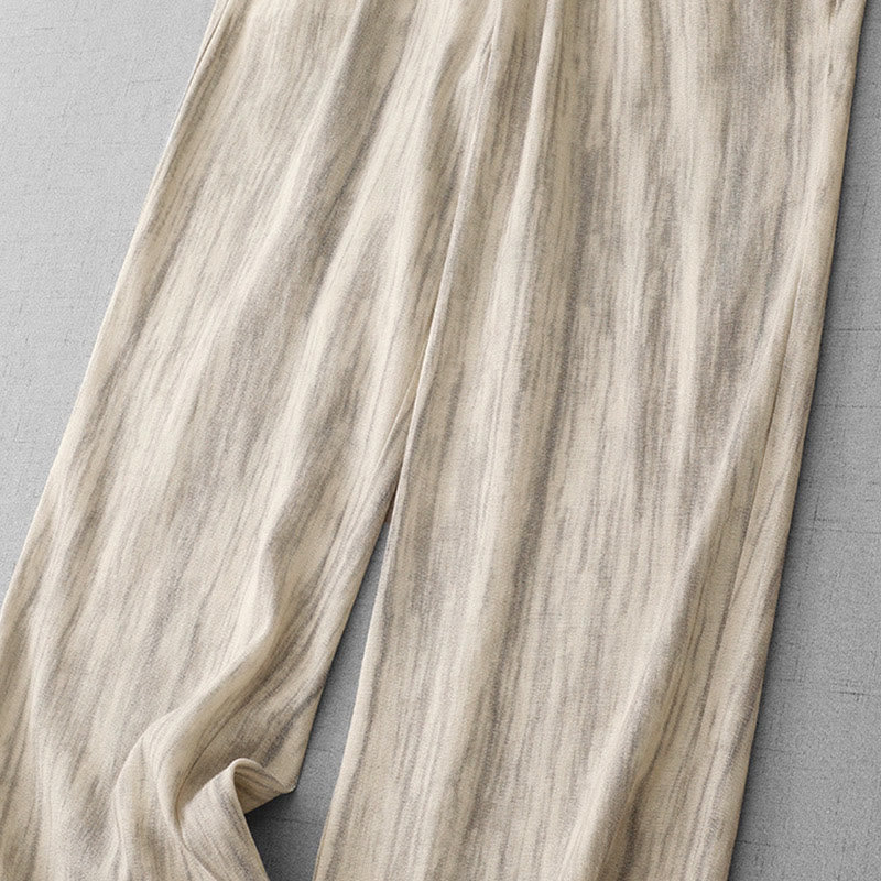 Buddha Stones Casual Tie-Dye Striped Design Drawstring Women's Cotton Wide Leg Pants With Pockets - image 10