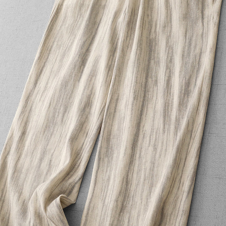 Buddha Stones Casual Tie-Dye Striped Design Drawstring Women's Cotton Wide Leg Pants With Pockets - image 10