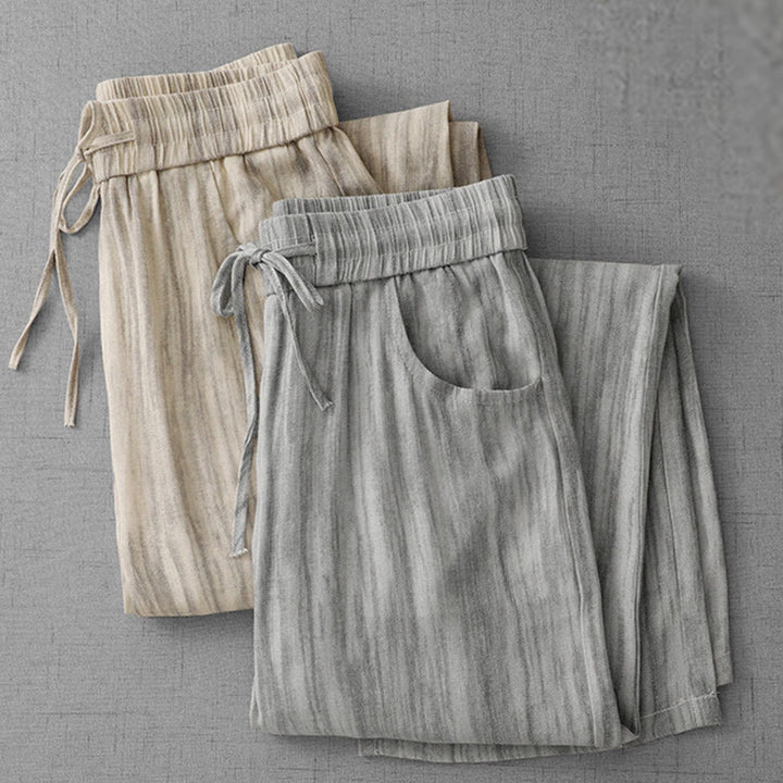 Buddha Stones Casual Tie-Dye Striped Design Drawstring Women's Cotton Wide Leg Pants With Pockets - image 17