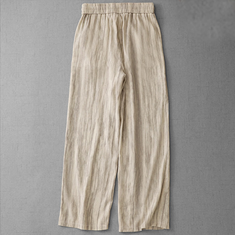 Buddha Stones Casual Tie-Dye Striped Design Drawstring Women's Cotton Wide Leg Pants With Pockets - image 7