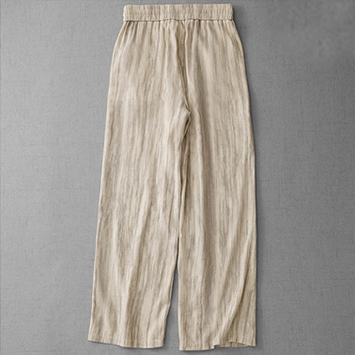 Buddha Stones Casual Tie-Dye Striped Design Drawstring Women's Cotton Wide Leg Pants With Pockets - image 7