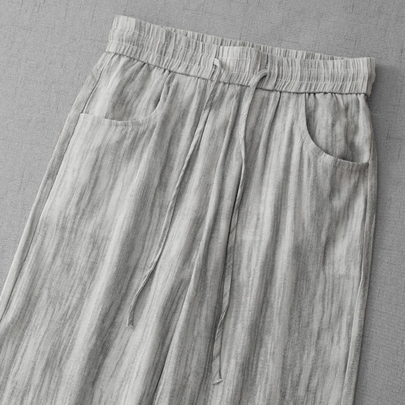 Buddha Stones Casual Tie-Dye Striped Design Drawstring Women's Cotton Wide Leg Pants With Pockets - image 2