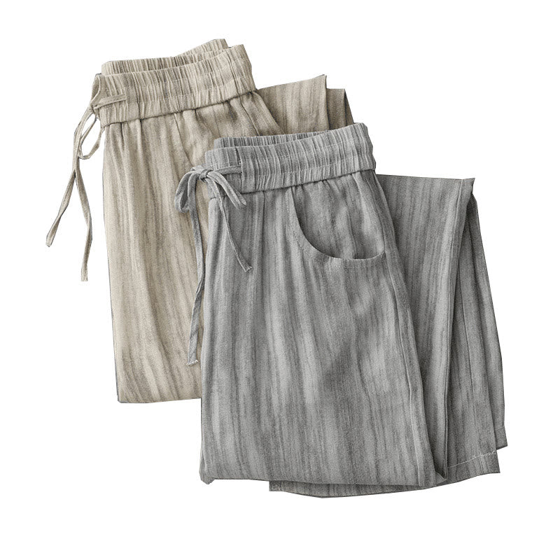 Buddha Stones Casual Tie-Dye Striped Design Drawstring Women's Cotton Wide Leg Pants With Pockets - image 19