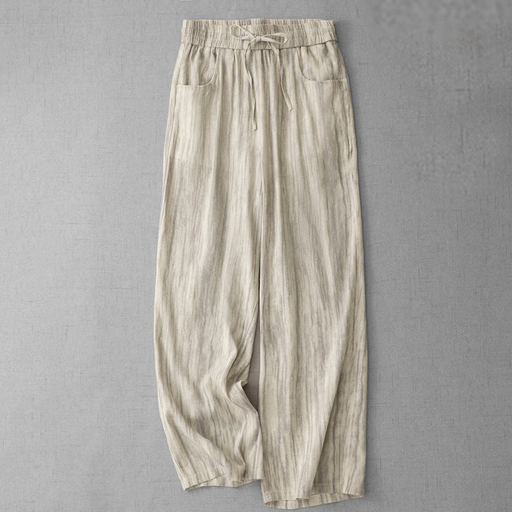 Buddha Stones Casual Tie-Dye Striped Design Drawstring Women's Cotton Wide Leg Pants With Pockets - image 6