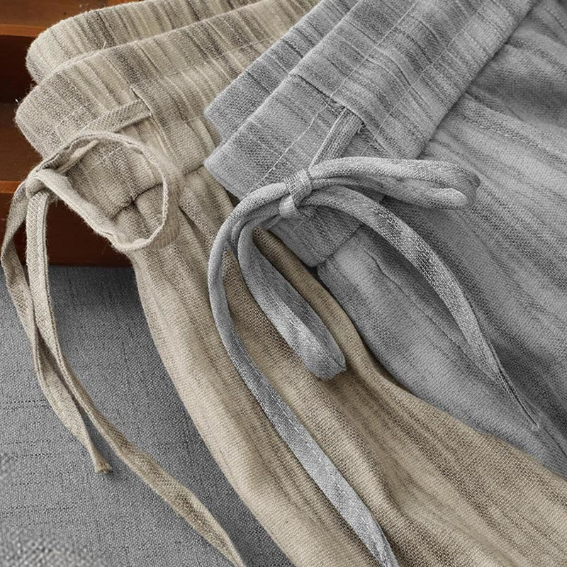 Buddha Stones Casual Tie-Dye Striped Design Drawstring Women's Cotton Wide Leg Pants With Pockets - image 18