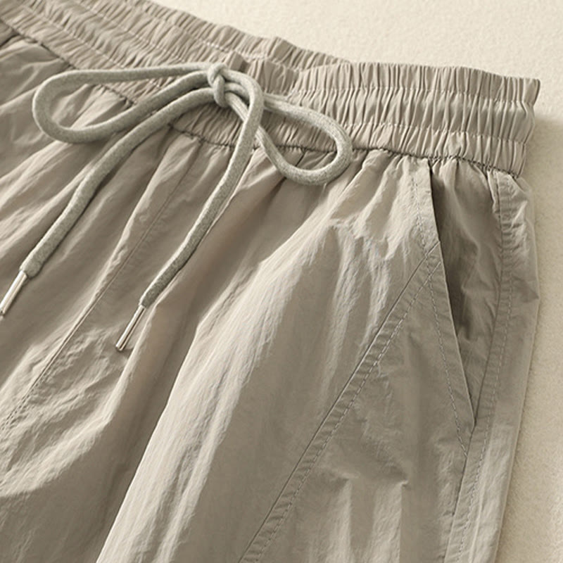 Buddha Stones Summer Vintage Plain Drawstring Cuffed Women's Pants With Pockets - image 2