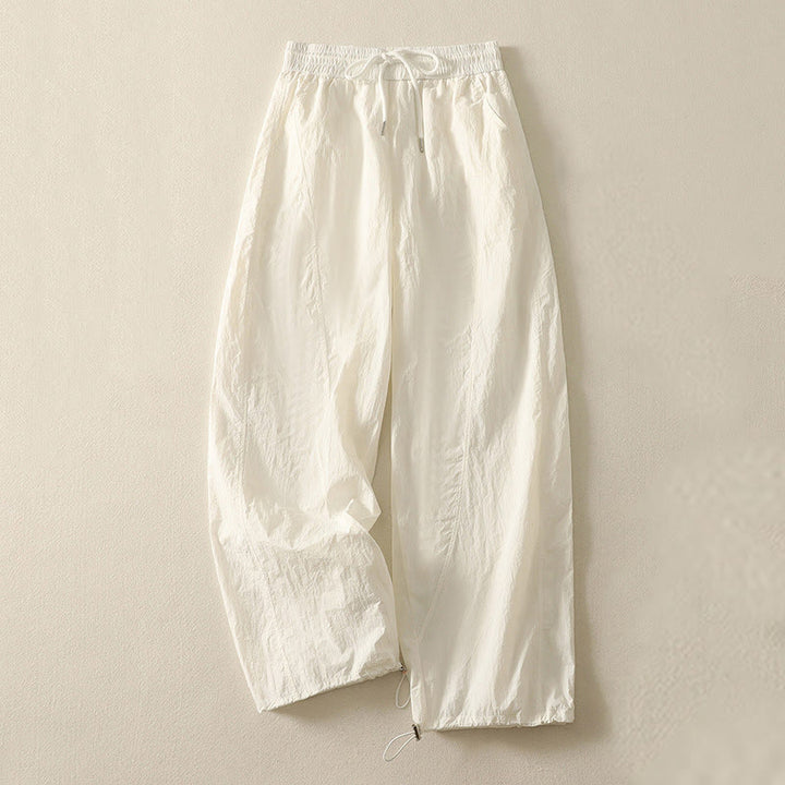 Buddha Stones Summer Vintage Plain Drawstring Cuffed Women's Pants With Pockets - FloralWhite - US8-10,UK/AU12-14,EU40-42 (2XL) - image 5