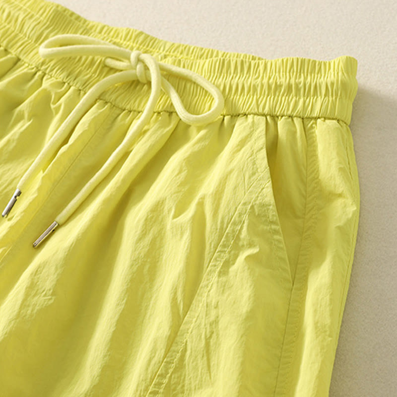 Buddha Stones Summer Vintage Plain Drawstring Cuffed Women's Pants With Pockets - image 28