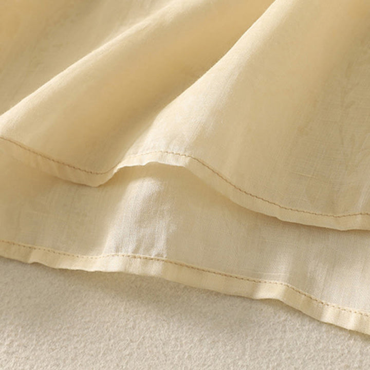 Buddha Stones Embroidery Frog-Button Mandarin Collar Cotton Women's Half Sleeves Shirt - image 4