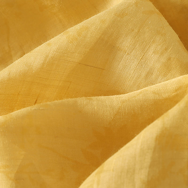 Buddha Stones Embroidery Frog-Button Mandarin Collar Cotton Women's Half Sleeves Shirt - image 12