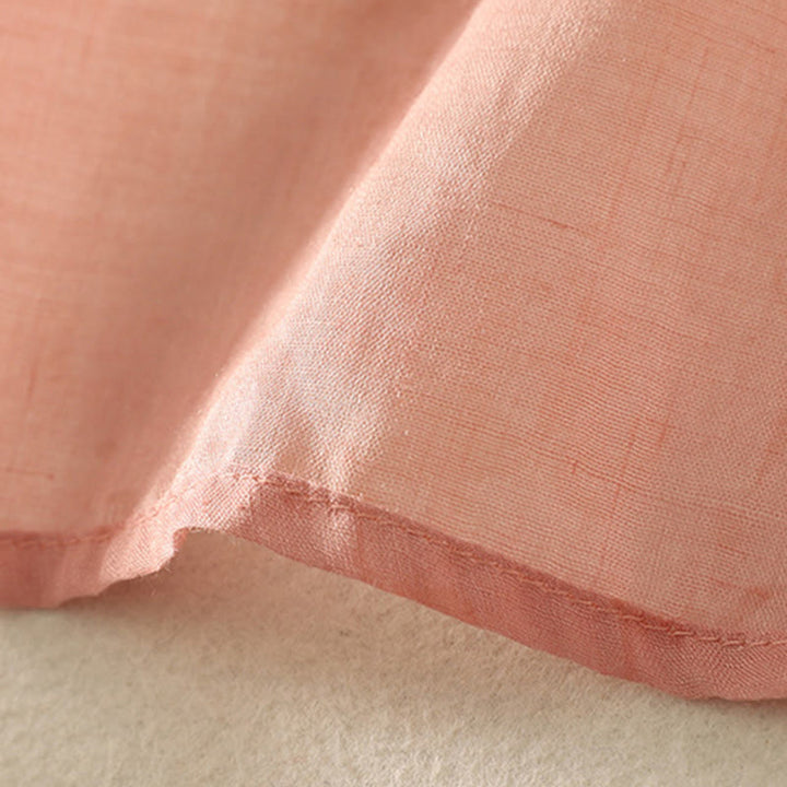 Buddha Stones Embroidery Frog-Button Mandarin Collar Cotton Women's Half Sleeves Shirt - image 18