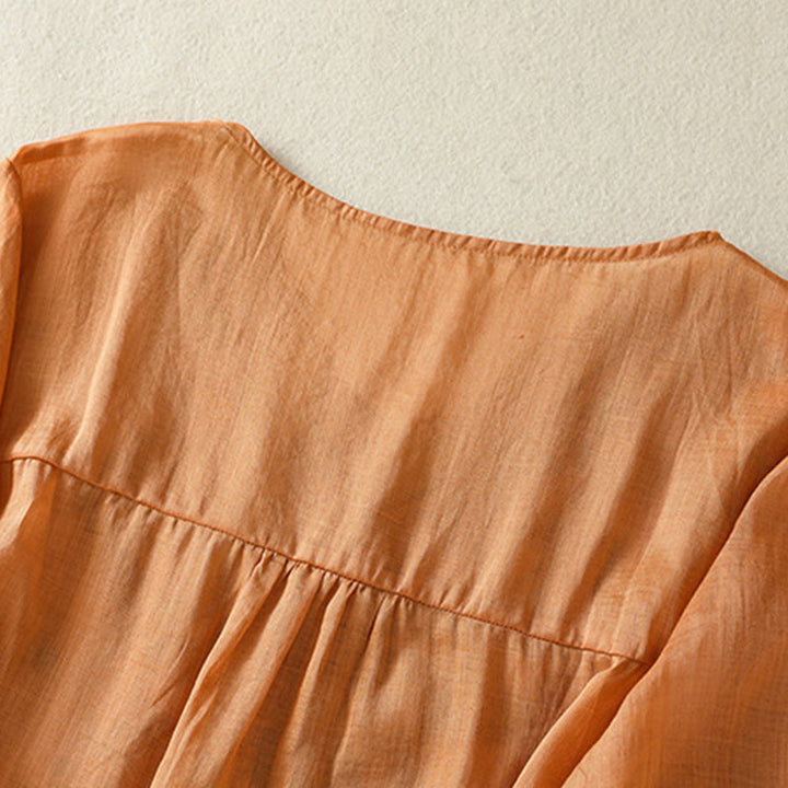 Buddha Stones Embroidered Lace Casual Women's Cotton Linen Half Sleeve T-shirt - image 4