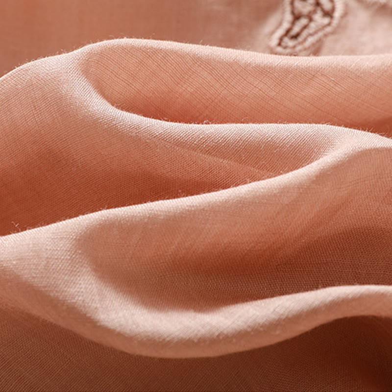 Buddha Stones Embroidered Lace Casual Women's Cotton Linen Half Sleeve T-shirt - image 23