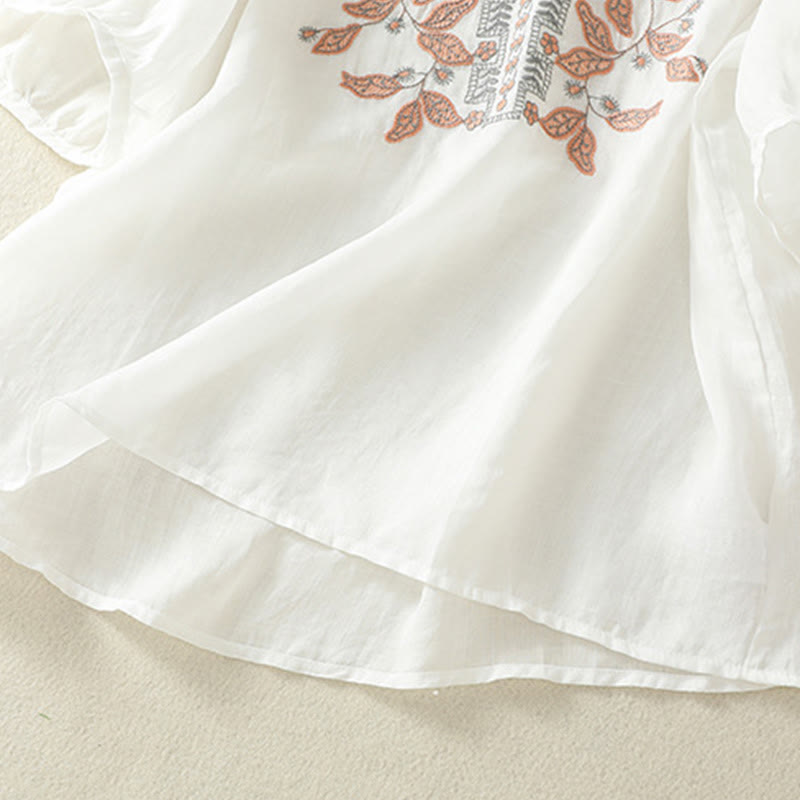 Buddha Stones Embroidered Lace Casual Women's Cotton Linen Half Sleeve T-shirt - image 32