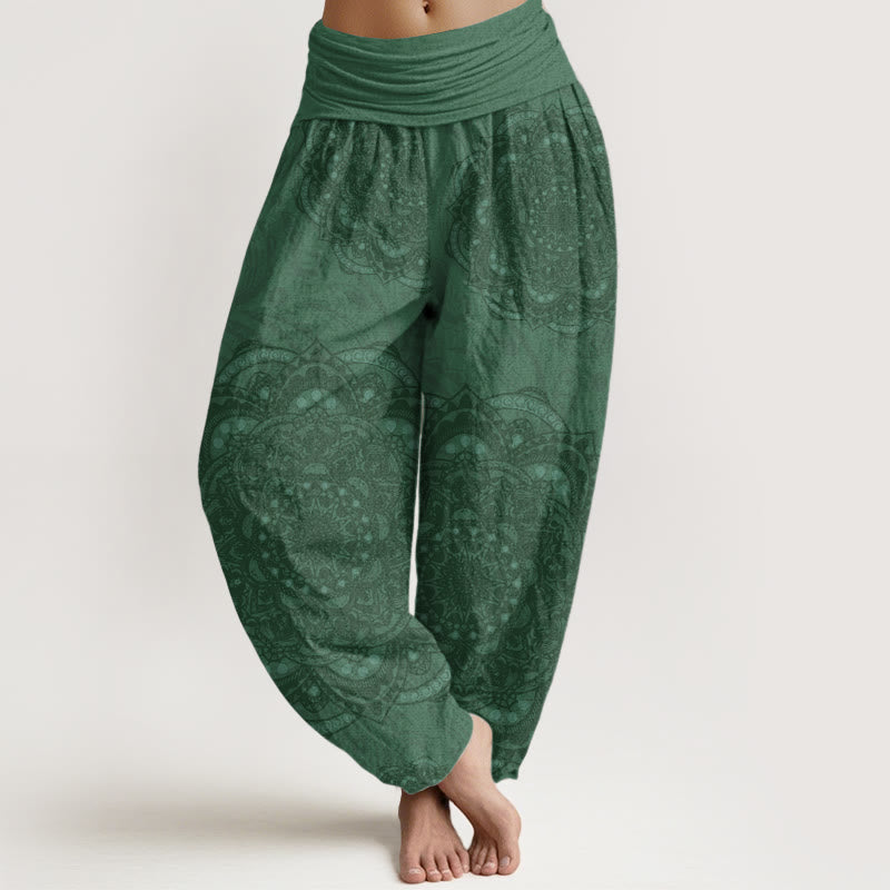 Buddha Stones Pure Cotton Mandalas Paisley Pattern Women's Elastic Waist Harem Pants - LimeGreen - US22,UK/AU26,EU54 (6XL) - image 6