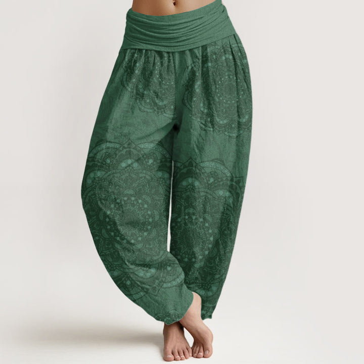 Buddha Stones Pure Cotton Mandalas Paisley Pattern Women's Elastic Waist Harem Pants - LimeGreen - US22,UK/AU26,EU54 (6XL) - image 6