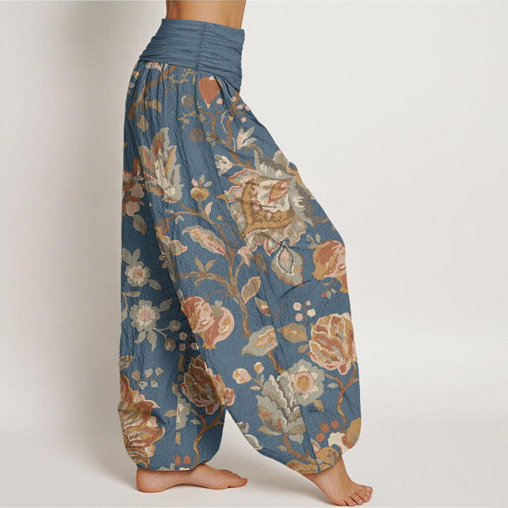 Buddha Stones Pure Cotton Casual Blooming Flowers Buds Design Women's Elastic Waist Harem Pants - image 10
