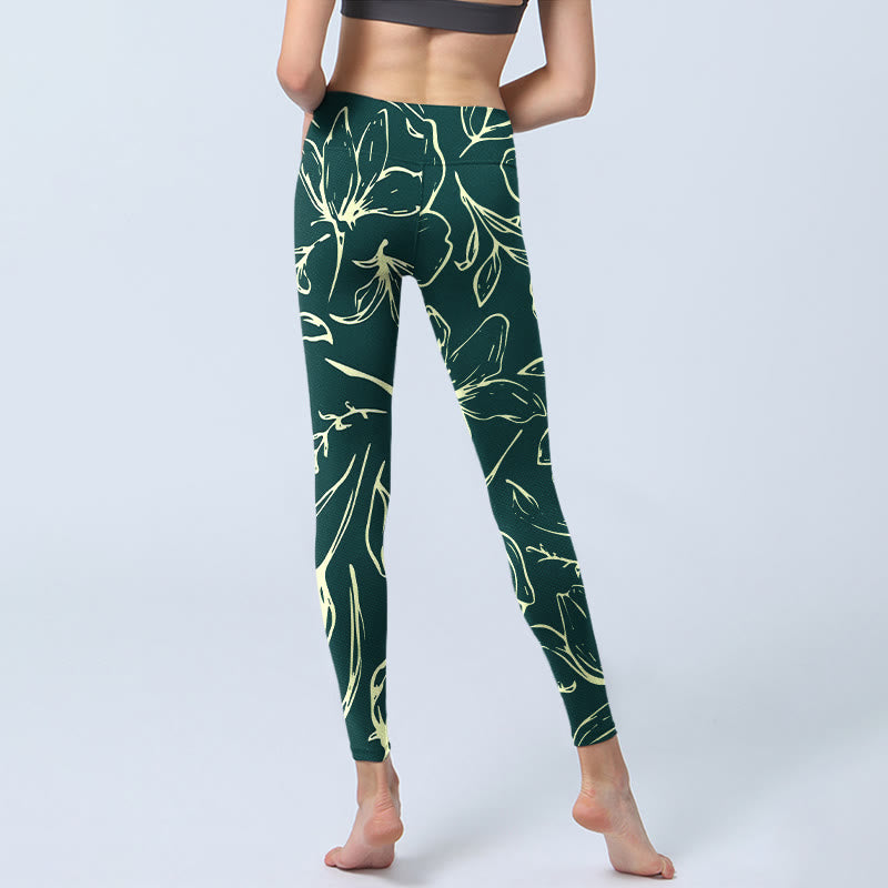 Buddha Stones Large Floral Petals Print Gym Leggings Women's Yoga Pants - image 6