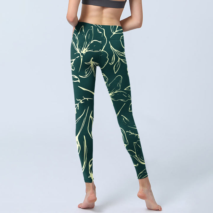 Buddha Stones Large Floral Petals Print Gym Leggings Women's Yoga Pants - image 6