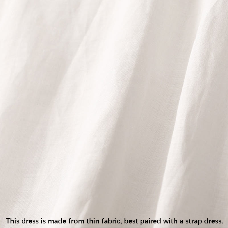 Buddha Stones Summer V-Neck Frog-Button Short Sleeve Cotton Linen Women's Midi Dress - image 18