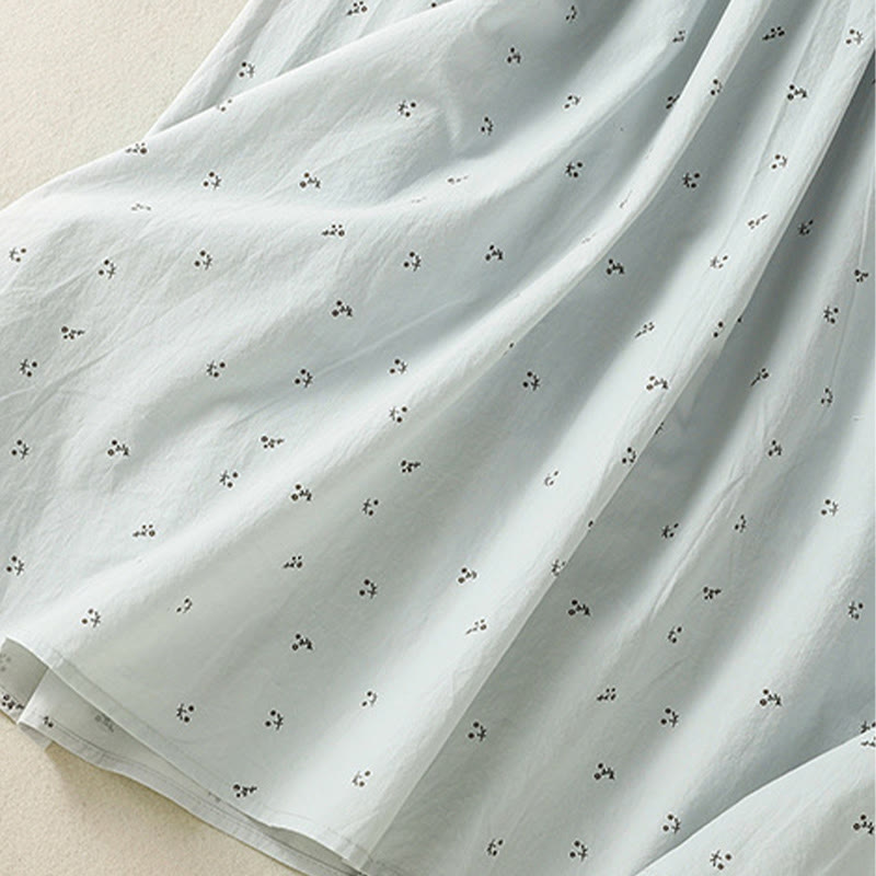 Buddha Stones Small Flowers Elastic Waist Cotton Women's Skirt With Pockets - image 26