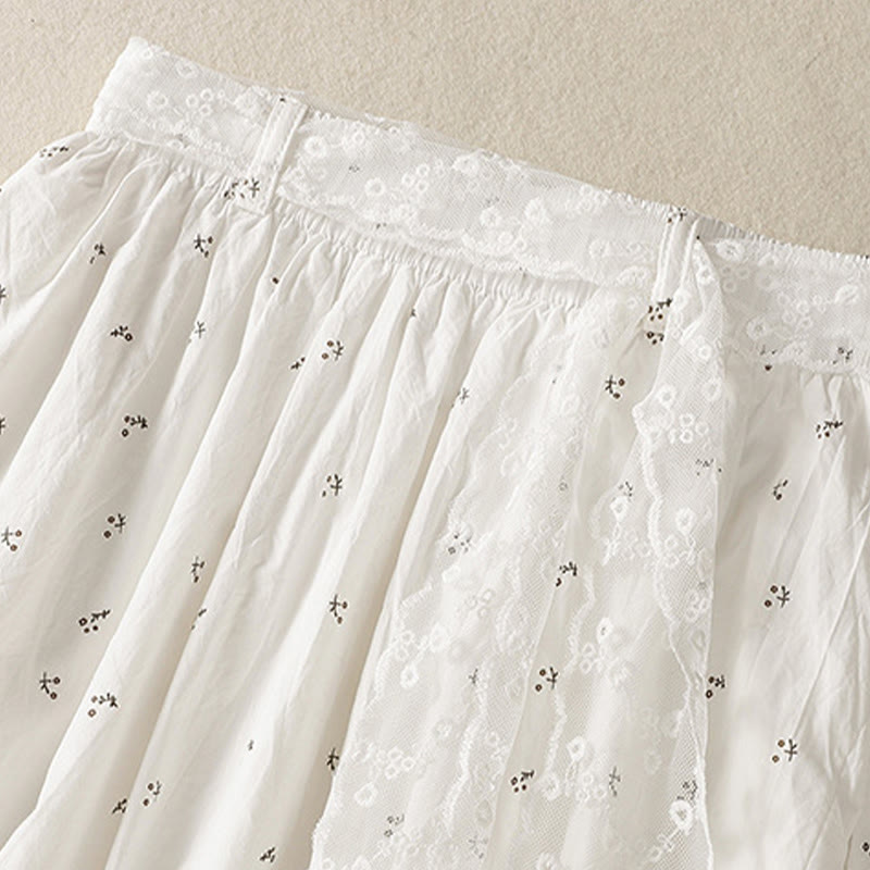 Buddha Stones Small Flowers Elastic Waist Cotton Women's Skirt With Pockets - image 16