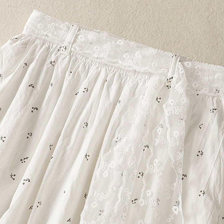 Buddha Stones Small Flowers Elastic Waist Cotton Women's Skirt With Pockets - image 16