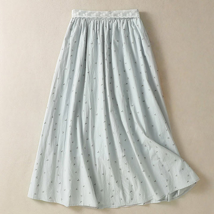 Buddha Stones Small Flowers Elastic Waist Cotton Women's Skirt With Pockets - image 21