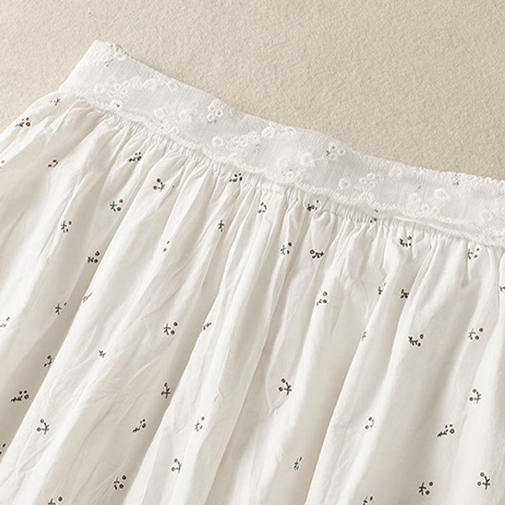 Buddha Stones Small Flowers Elastic Waist Cotton Women's Skirt With Pockets - image 17