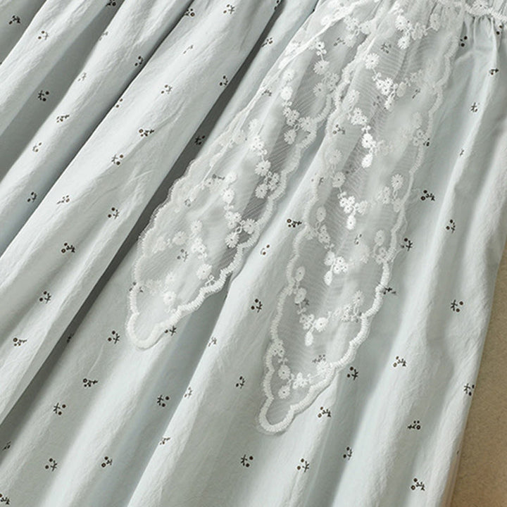 Buddha Stones Small Flowers Elastic Waist Cotton Women's Skirt With Pockets - image 24