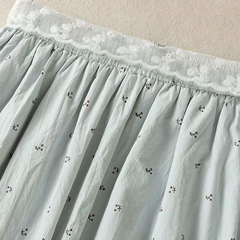 Buddha Stones Small Flowers Elastic Waist Cotton Women's Skirt With Pockets - image 25