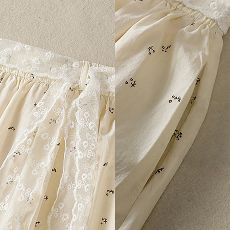 Buddha Stones Small Flowers Elastic Waist Cotton Women's Skirt With Pockets - image 8