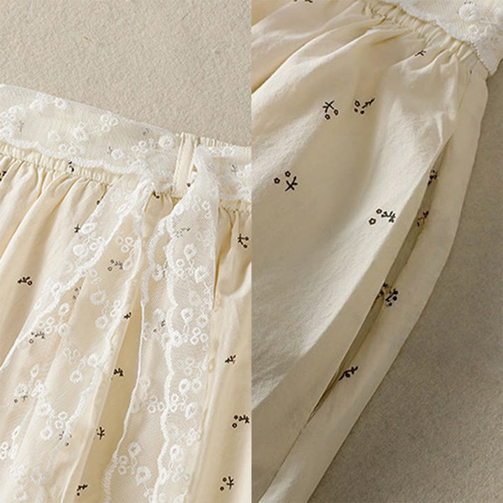 Buddha Stones Small Flowers Elastic Waist Cotton Women's Skirt With Pockets - image 8