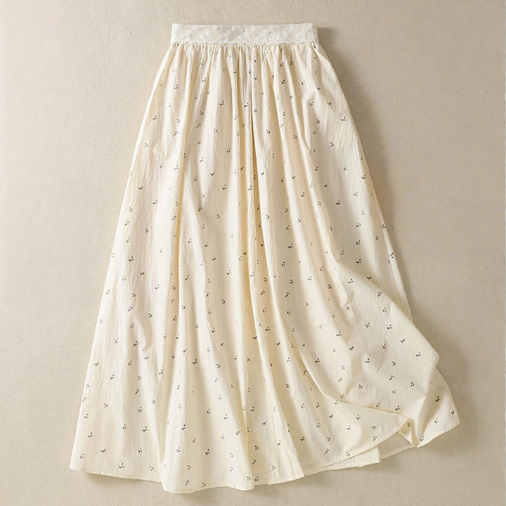 Buddha Stones Small Flowers Elastic Waist Cotton Women's Skirt With Pockets - image 2